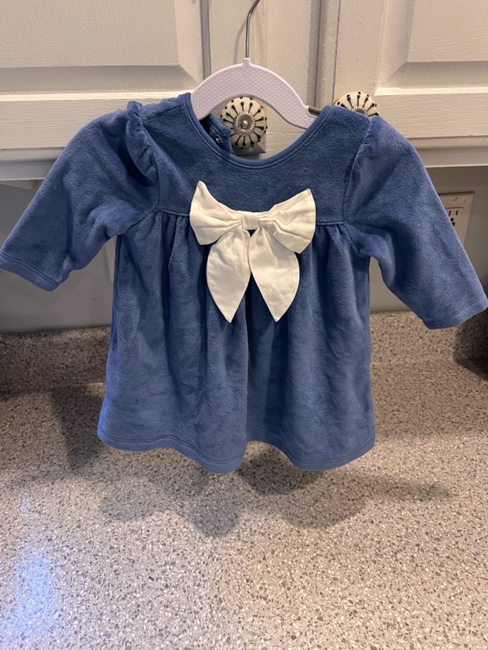 Kissy Kissy Blue Long-Sleeve Dress with White Bow